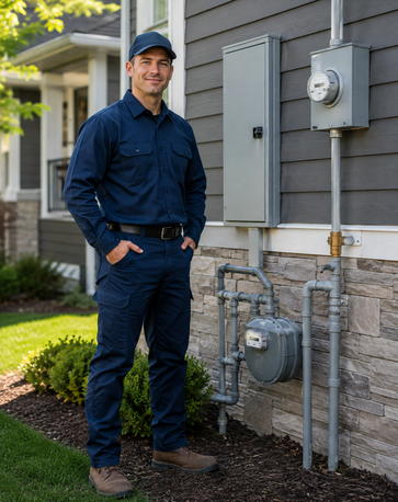a bright outdoor residential utility side scene 1